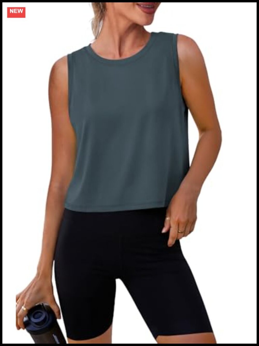Loose Fit Sleeveless Crew Neck Crop Tank Top Lightweight Athletic